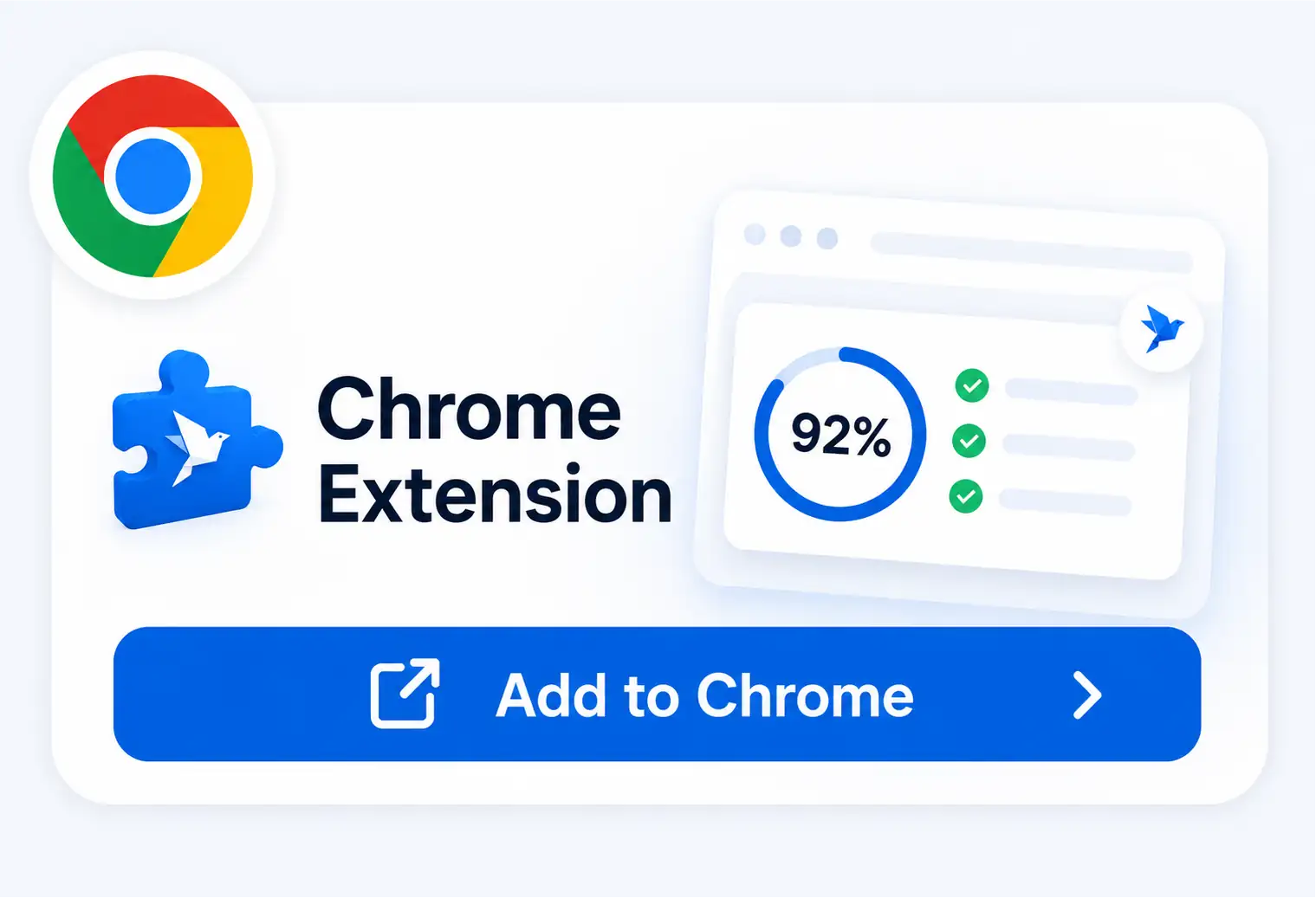 Cafy Chrome extension with an Add to Chrome button and a 92% fit score